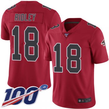 Falcons #18 Calvin Ridley Red Men's Stitched Football Limited Rush 100th Season Jersey