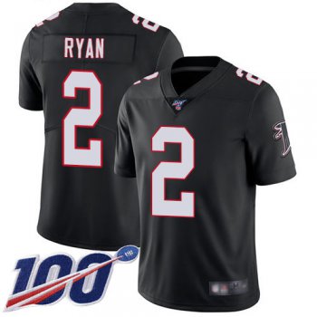 Falcons #2 Matt Ryan Black Alternate Men's Stitched Football 100th Season Vapor Limited Jersey