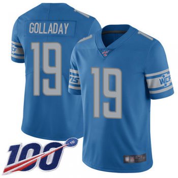 Lions #19 Kenny Golladay Blue Team Color Men's Stitched Football 100th Season Vapor Limited Jersey