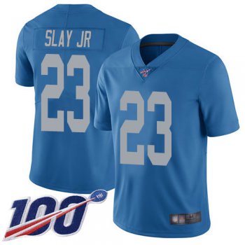Lions #23 Darius Slay Jr Blue Throwback Men's Stitched Football 100th Season Vapor Limited Jersey
