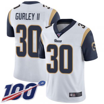 Rams #30 Todd Gurley II White Men's Stitched Football 100th Season Vapor Limited Jersey
