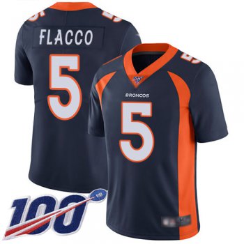 Broncos #5 Joe Flacco Navy Blue Alternate Men's Stitched Football 100th Season Vapor Limited Jersey