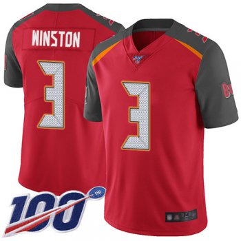 Buccaneers #3 Jameis Winston Red Team Color Men's Stitched Football 100th Season Vapor Limited Jersey