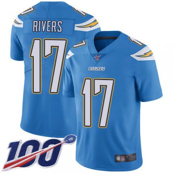 Chargers #17 Philip Rivers Electric Blue Alternate Men's Stitched Football 100th Season Vapor Limited Jersey