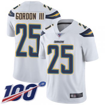 Chargers #25 Melvin Gordon III White Men's Stitched Football 100th Season Vapor Limited Jersey