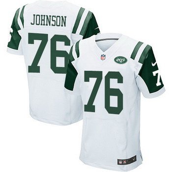 Men's New York Jets #76 Wesley Johnson White Road NFL Nike Elite Jersey
