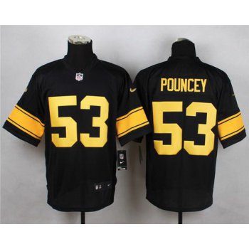 Men's Pittsburgh Steelers #53 Maurkice Pouncey Black With Yellow Nike NFL Elite Jersey