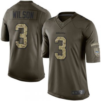 Seahawks #3 Russell Wilson Green Men's Stitched Football Limited 2015 Salute To Service Jersey