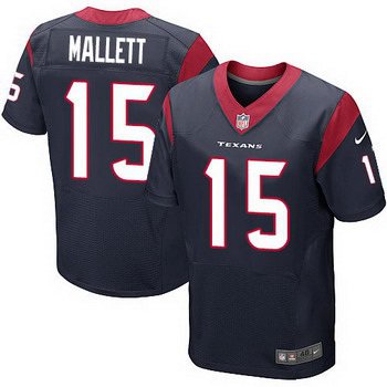 Men's Houston Texans #15 Ryan Mallett Navy Blue Team Color NFL Nike Elite Jersey