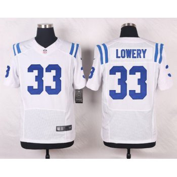 Men's Indianapolis Colts #33 Dwight Lowery White Road NFL Nike Elite Jersey