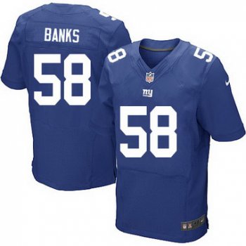 Men's New York Giants #58 Carl Banks Royal Blue Team Color NFL Nike Elite Jersey