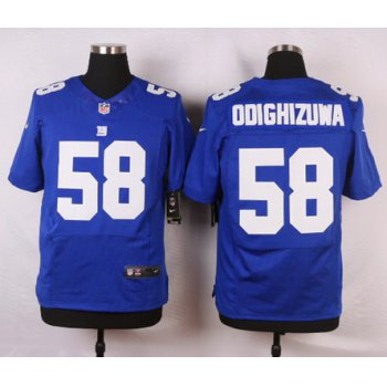 Men's New York Giants #58 Owamagbe Odighizuwa Royal Blue Team Color NFL Nike Elite Jersey