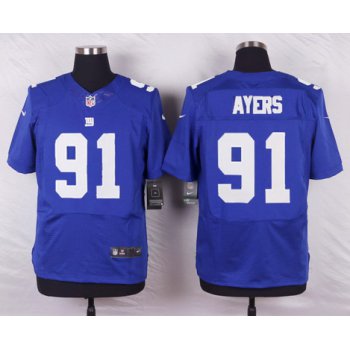 Men's New York Giants #91 Robert Ayers Royal Blue Team Color NFL Nike Elite Jersey