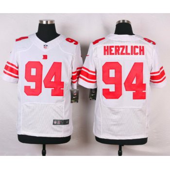 Men's New York Giants #94 Mark Herzlich White Road NFL Nike Elite Jersey