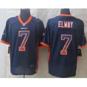 Nike Denver Broncos #7 John Elway Drift Fashion Blue Elite Jersey
