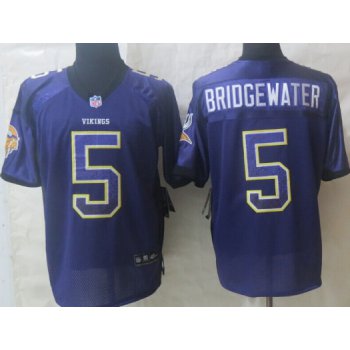 Nike Minnesota Vikings #5 Teddy Bridgewater Drift Fashion Purple Elite Jersey