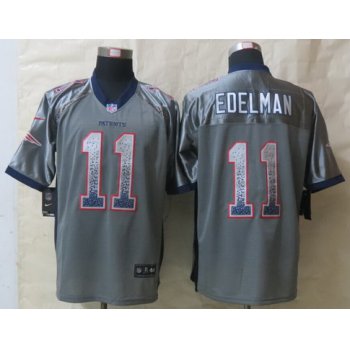Nike New England Patriots #11 Julian Edelman Drift Fashion Gray Elite Jersey