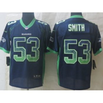 Nike Seattle Seahawks #53 Malcolm Smith Drift Fashion Blue Elite Jersey