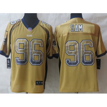 Nike St. Louis Rams #96 Michael Sam Drift Fashion Gold Elite Jersey