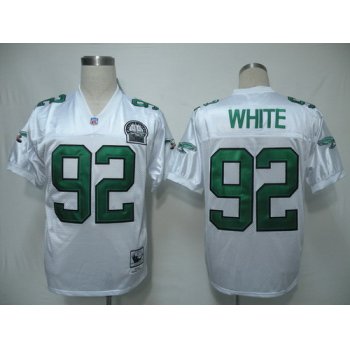 Philadelphia Eagles #92 Reggie White White Throwback 99TH Jersey