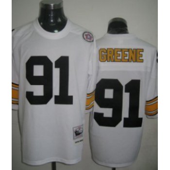 Pittsburgh Steelers #91 Kevin Greene White Throwback Jersey