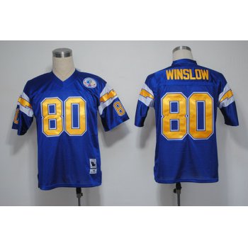 San Diego Chargers #80 Kellen Winslow Navy Blue Throwback Jersey