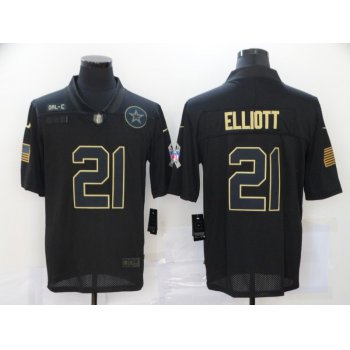 Men's Dallas Cowboys #21 Ezekiel Elliott Black 2020 Salute To Service Stitched NFL Nike Limited Jersey