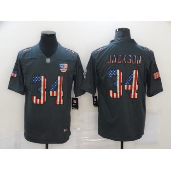 Men's Las Vegas Raiders #34 Bo Jackson 2019 Black Salute To Service USA Flag Fashion Limited Jersey