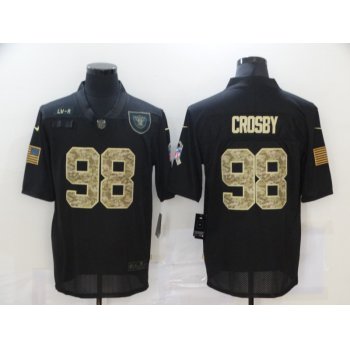 Men's Las Vegas Raiders #98 Maxx Crosby Black Camo 2020 Salute To Service Stitched NFL Nike Limited Jersey