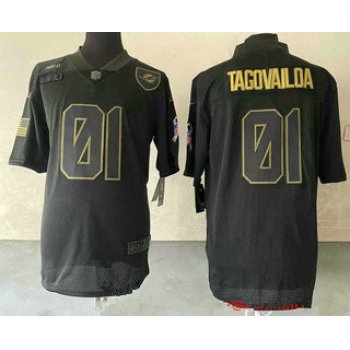 Men's Miami Dolphins #01 Tua Tagovailoa Black 2020 Salute To Service Stitched NFL Nike Limited Jersey