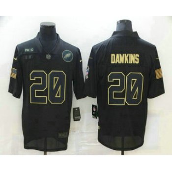 Men's Philadelphia Eagles #20 Brian Dawkins Black 2020 Salute To Service Stitched NFL Nike Limited Jersey