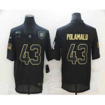 Men's Pittsburgh Steelers #43 Troy Polamalu Black 2020 Salute To Service Stitched NFL Nike Limited Jersey