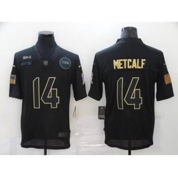 Men's Seattle Seahawks #14 D.K. Metcalf Black 2020 Salute To Service Stitched NFL Nike Limited Jersey