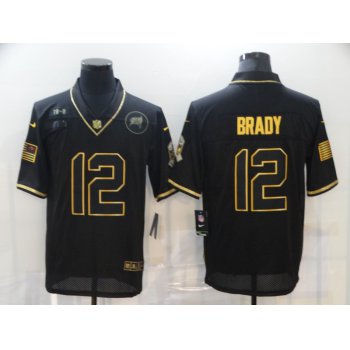 Men's Tampa Bay Buccaneers #12 Tom Brady Black Gold 2020 Salute To Service Stitched NFL Nike Limited Jersey