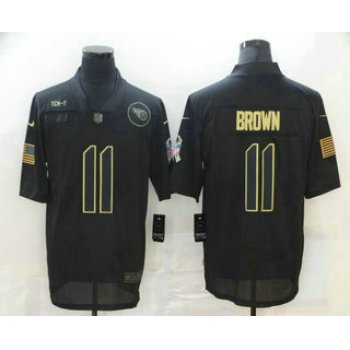 Men's Tennessee Titans #11 A.J. Brown Black 2020 Salute To Service Stitched NFL Nike Limited Jersey