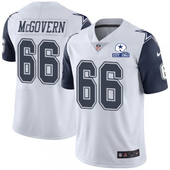 Nike Cowboys #66 Connor McGovern White Men's Stitched With Established In 1960 Patch NFL Limited Rush Jersey