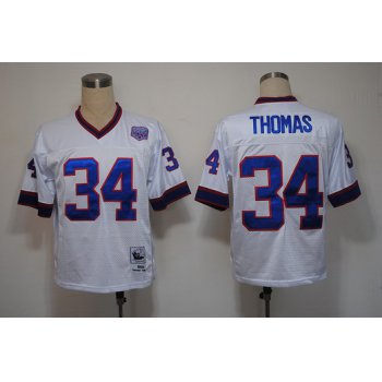 Buffalo Bills #34 Thurman Thomas White Throwback Jersey