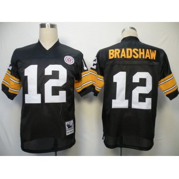 Pittsburgh Steelers #12 Terry Bradshaw Black Throwback Jersey