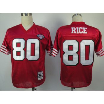 San Francisco 49ers #80 Jerry Rice Red 75TH Throwback Jersey