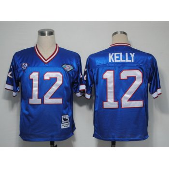 Buffalo Bills #12 Jim Kelly Blue Throwback Jersey