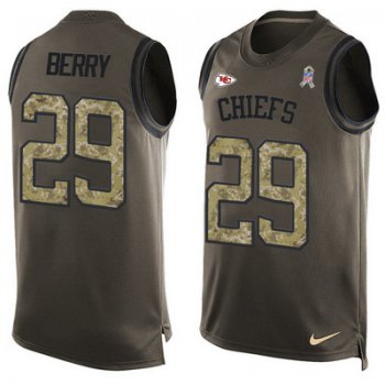 Men's Kansas City Chiefs #29 Eric Berry Green Salute to Service Hot Pressing Player Name & Number Nike NFL Tank Top Jersey
