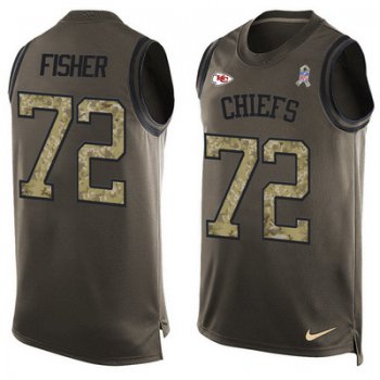 Men's Kansas City Chiefs #72 Eric Fisher Green Salute to Service Hot Pressing Player Name & Number Nike NFL Tank Top Jersey