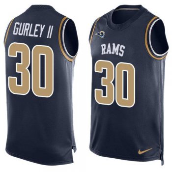Men's Los Angeles Rams #30 Todd Gurley II Navy Blue Hot Pressing Player Name & Number Nike NFL Tank Top Jersey