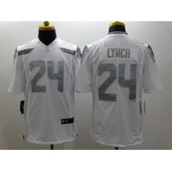 Nike Seattle Seahawks #24 Marshawn Lynch Platinum White Limited Jersey