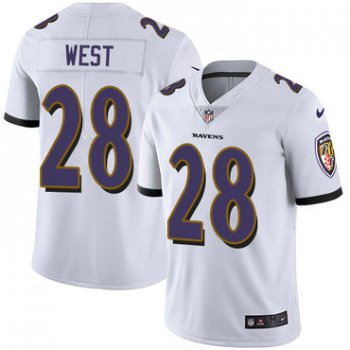 Nike Baltimore Ravens #28 Terrance West White Men's Stitched NFL Vapor Untouchable Limited Jersey