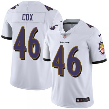 Nike Baltimore Ravens #46 Morgan Cox White Men's Stitched NFL Vapor Untouchable Limited Jersey