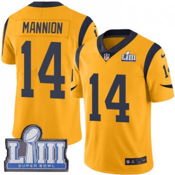 #14 Limited Sean Mannion Gold Nike NFL Youth Jersey Los Angeles Rams Rush Vapor Untouchable Super Bowl LIII Bound