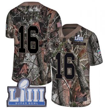 #16 Limited Jared Goff Camo Nike NFL Youth Jersey Los Angeles Rams Rush Realtree Super Bowl LIII Bound
