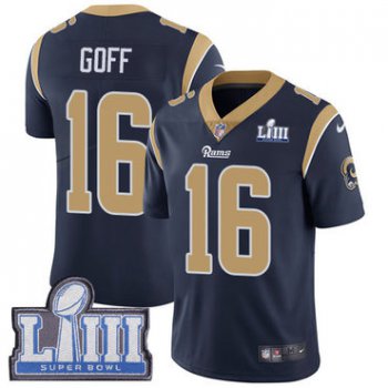 #16 Limited Jared Goff Navy Blue Nike NFL Home Youth Jersey Los Angeles Rams Vapor Untouchable Super Bowl LIII Bound
