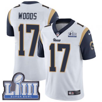 #17 Limited Robert Woods White Nike NFL Road Youth Jersey Los Angeles Rams Vapor Untouchable Super Bowl LIII Bound